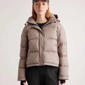 Quince cropped Cream Puffer Jacket with Hood XS